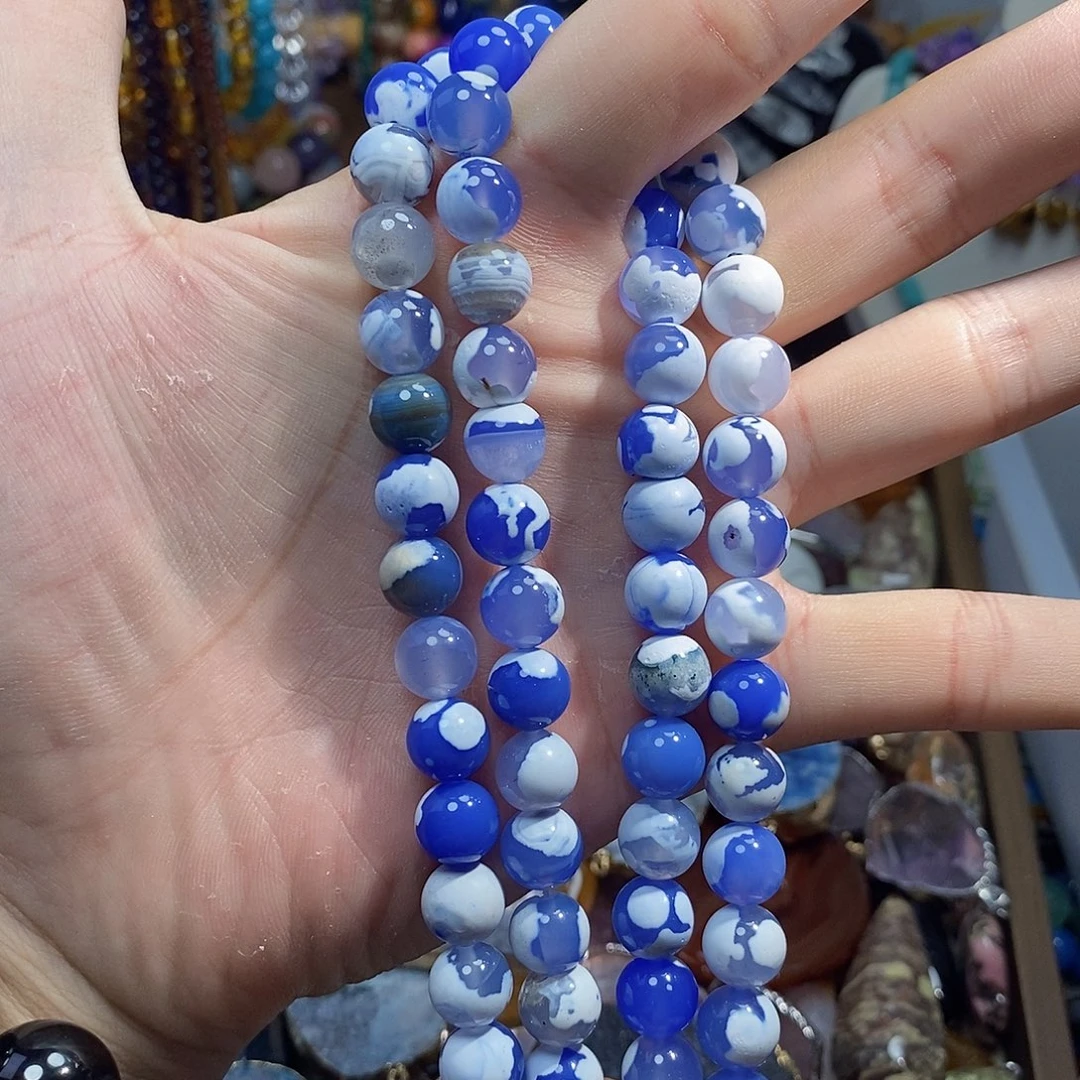 石英质玉未镶嵌，雪花玛瑙10mm，