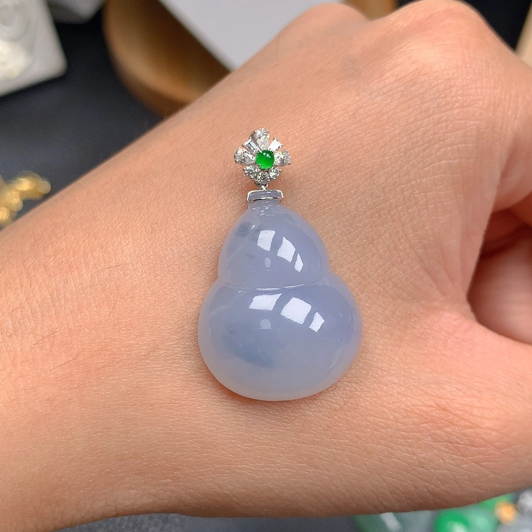 吊坠(不含链)18K金镶嵌翡翠