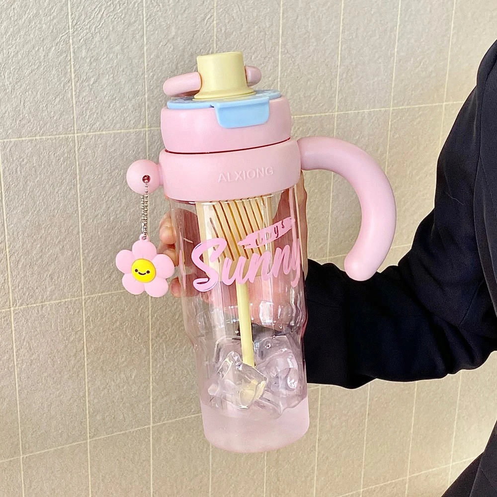 双饮口小清新耐热随手杯便携牛奶可爱饮水杯学生喝水杯大容量简约