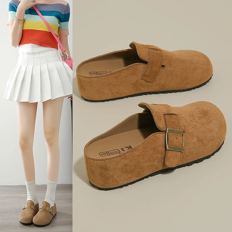 厚底内增高勃肯包头半拖鞋女外穿2025新款春季小个子博肯穆勒凉拖