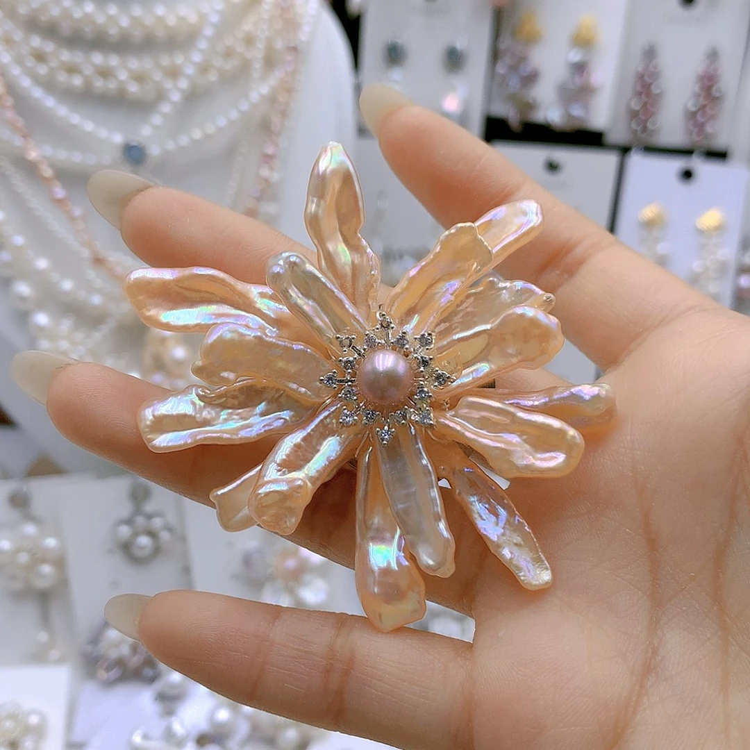 银S925镶嵌耳饰淡水珍珠