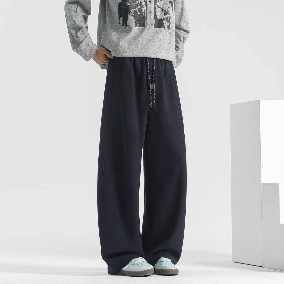 2025秋季新款垂感直筒裤男款宽松阔腿美式弯刀卫裤新款运动休闲裤