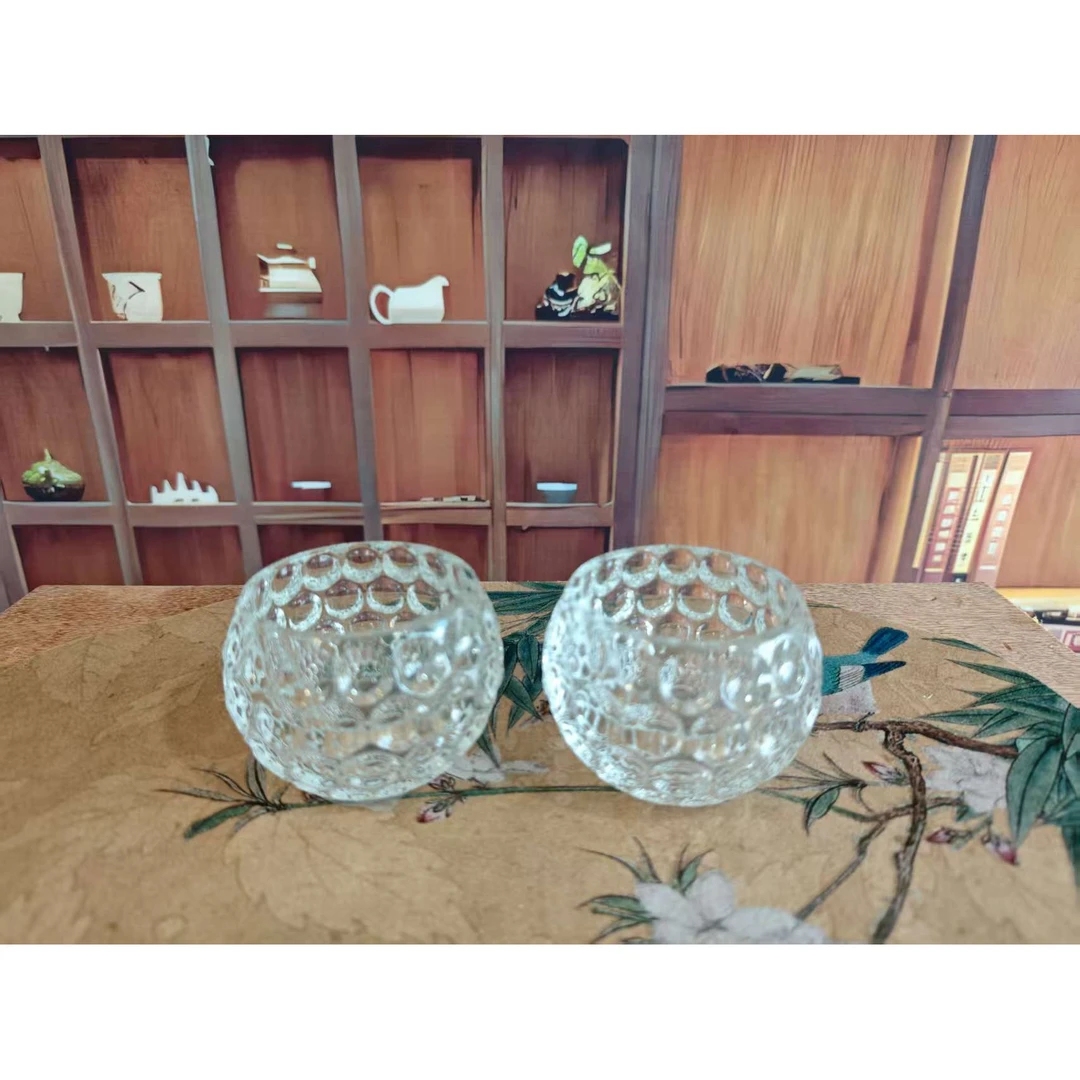 水晶玻璃圆球杯一对装3158复古透明创意