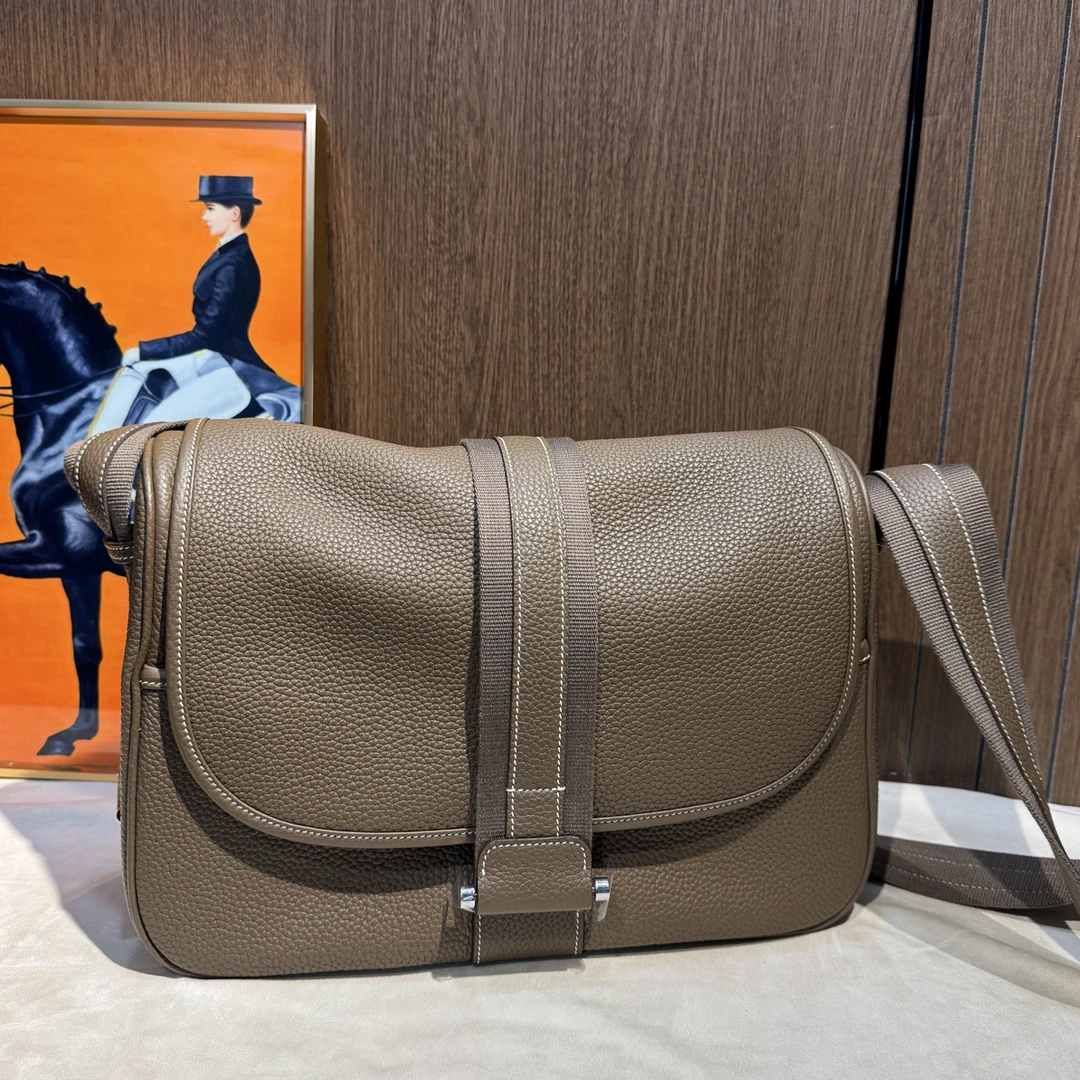 百搭男款复古包包韩版高级感新款单肩斜挎包TC牛皮休闲真皮邮差包