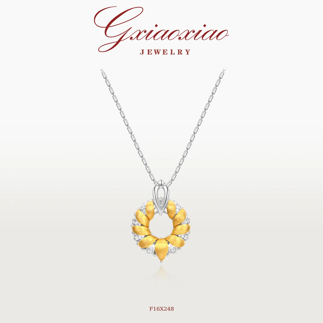 G XIAOXIAO 镀K金【金葵】轻奢高级百搭双色圆圈项链 F16X248