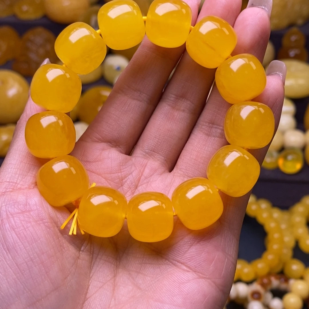 琥珀未镶嵌裸石手串