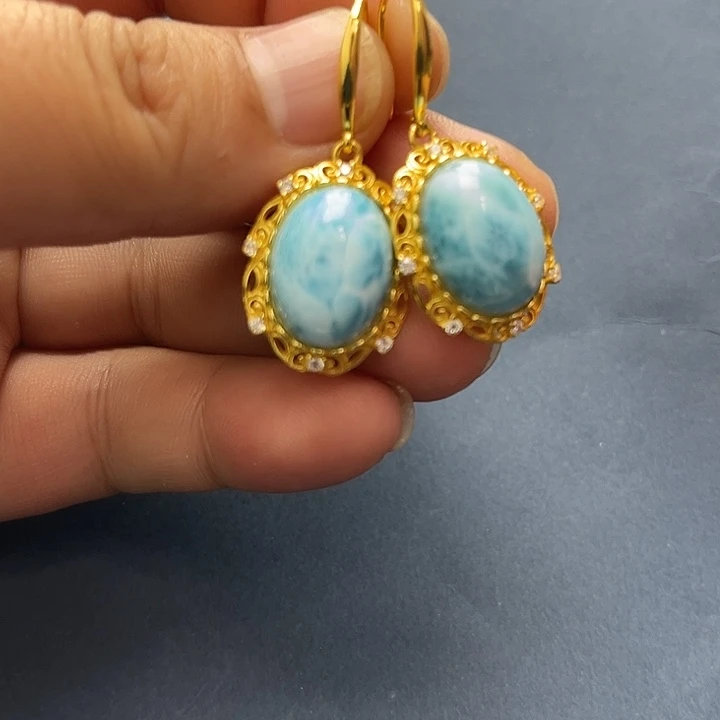 针钠钙石（海纹石）未镶嵌戒指耳坠