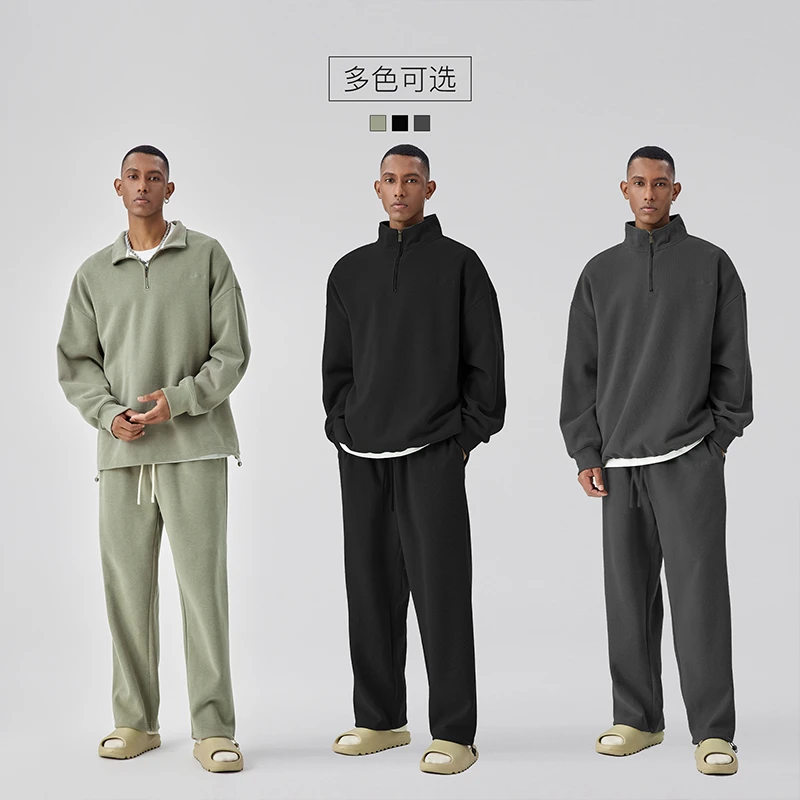 BODYDREAM BM半拉链卫衣套装男秋季刺绣休闲情侣长袖上衣/休闲裤