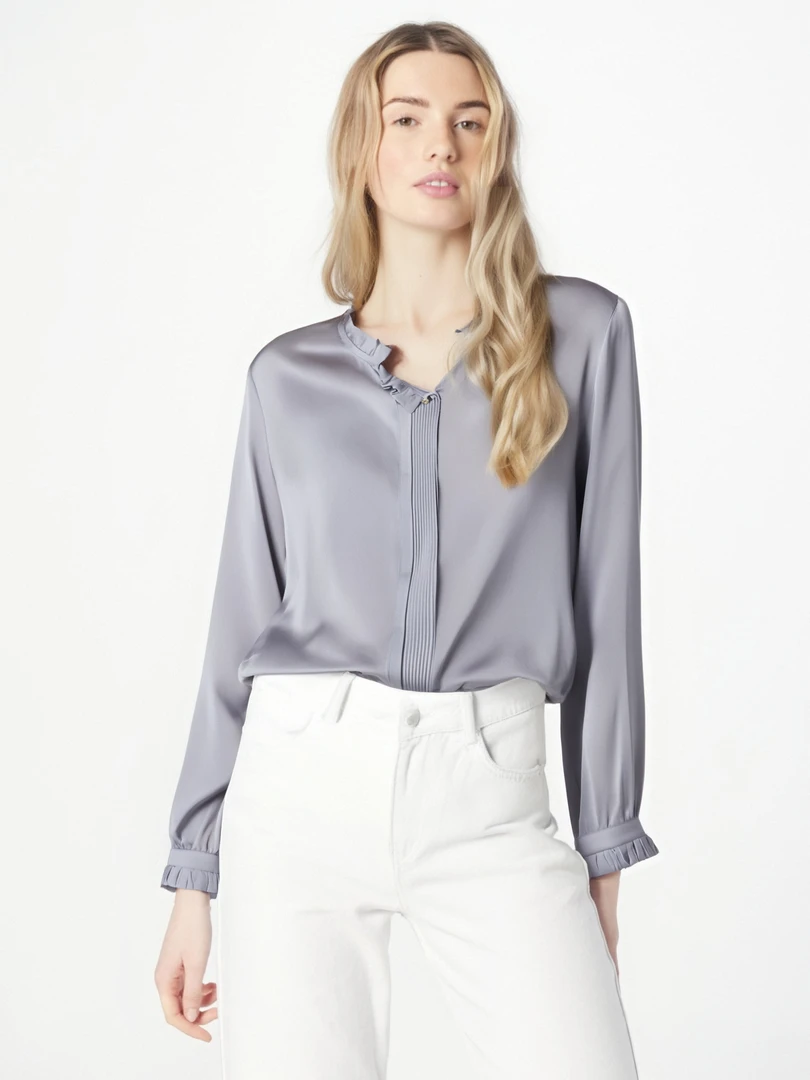 新款桑蚕丝衬衫上衣长袖法式纯色时尚纯色简约 LW  825003