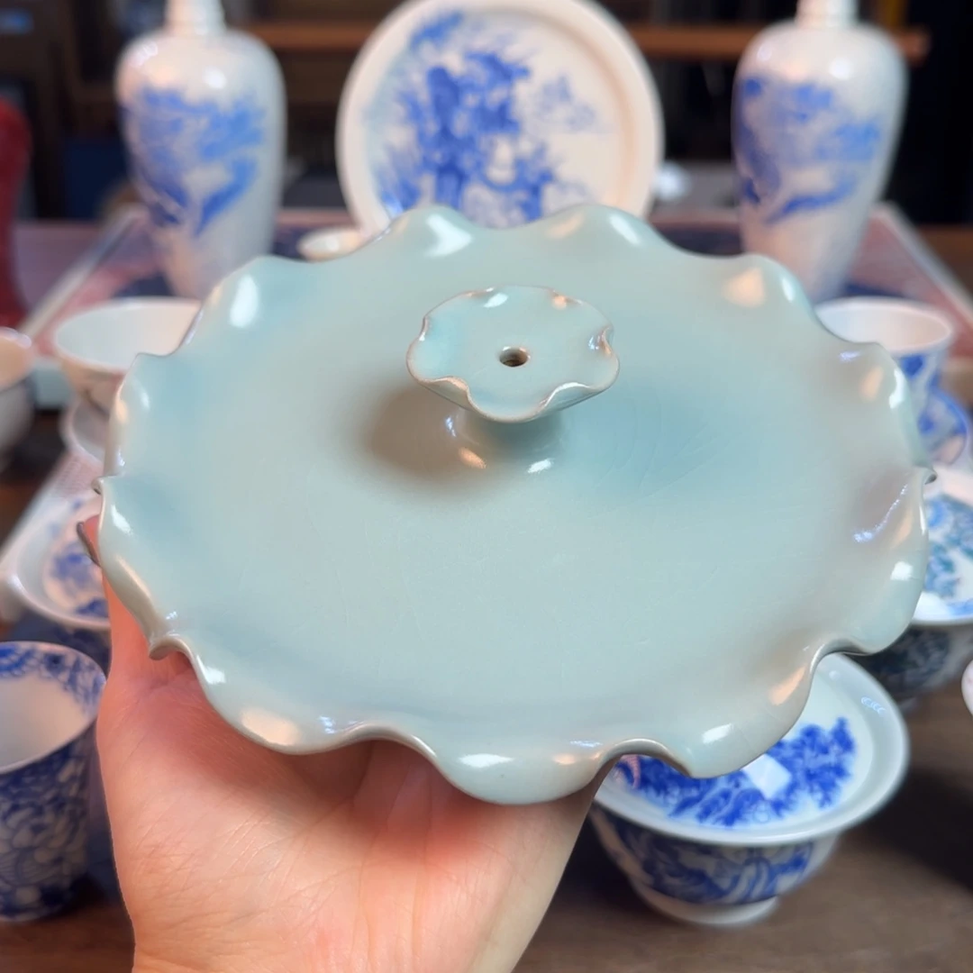 汝窑汝瓷开片香插放漏