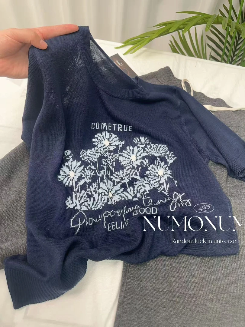 【蒲公英~蓝】新款纯色简约2025时尚短袖时尚百搭A712