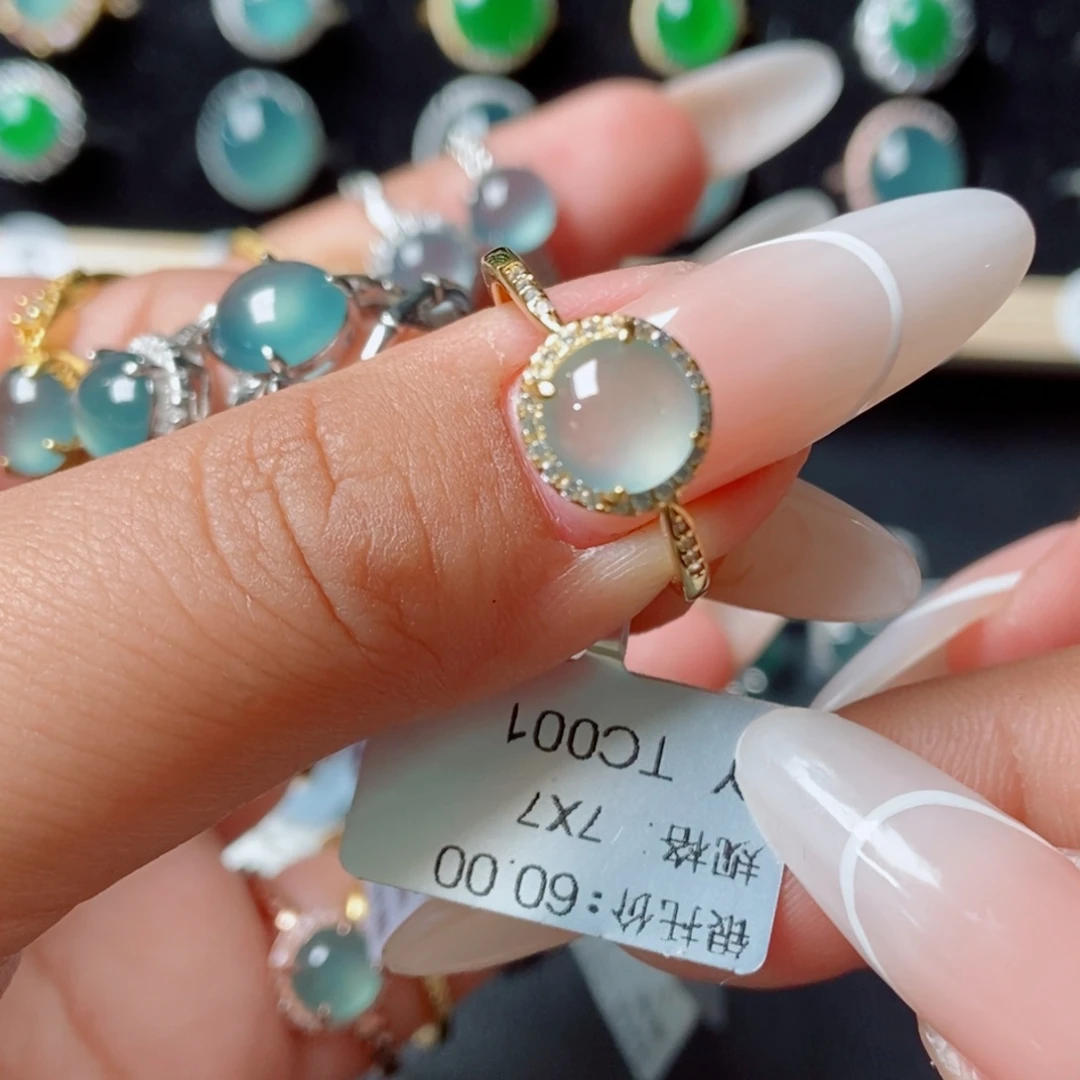 翡翠戒指银S925镶嵌55544