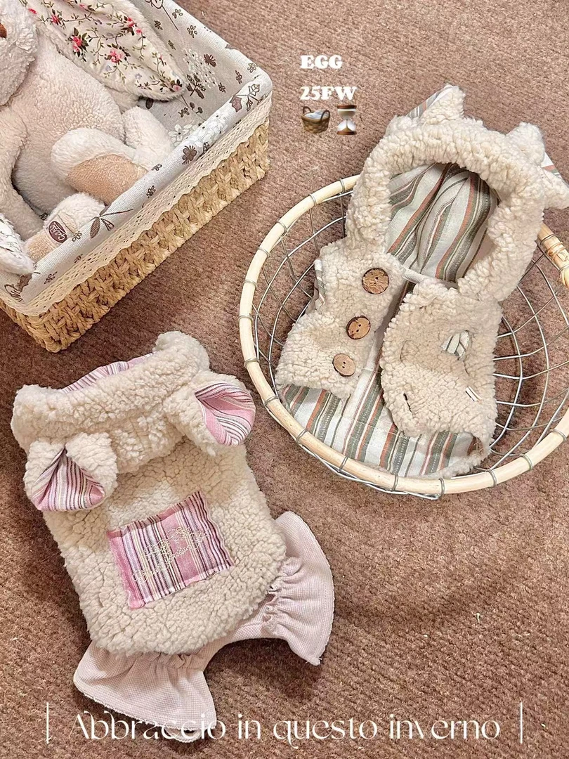 EGG_小熊耳外套泡泡绒开杉棉服秋冬款保暖宠物衣服马尔济斯比熊