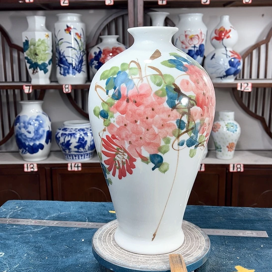 摆件景德镇陶瓷梅红紫