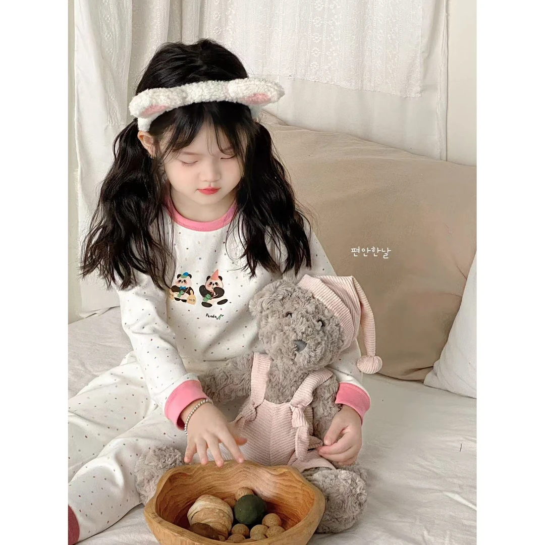 【 衣良甜品宣】华稚舒绒棉家居服套装儿童保暖宝宝内衣套