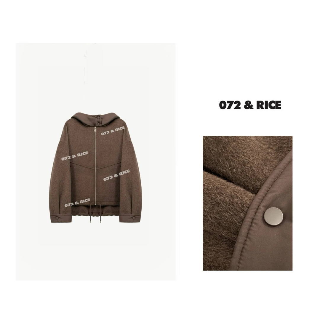 072 & RICE【可可拿铁】秋季休闲连帽拉链长袖外套 GZ523 618FF