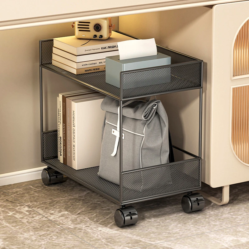 可移动书包架桌下置物筐家用放存书桌收纳神器带轮小推车书架收纳