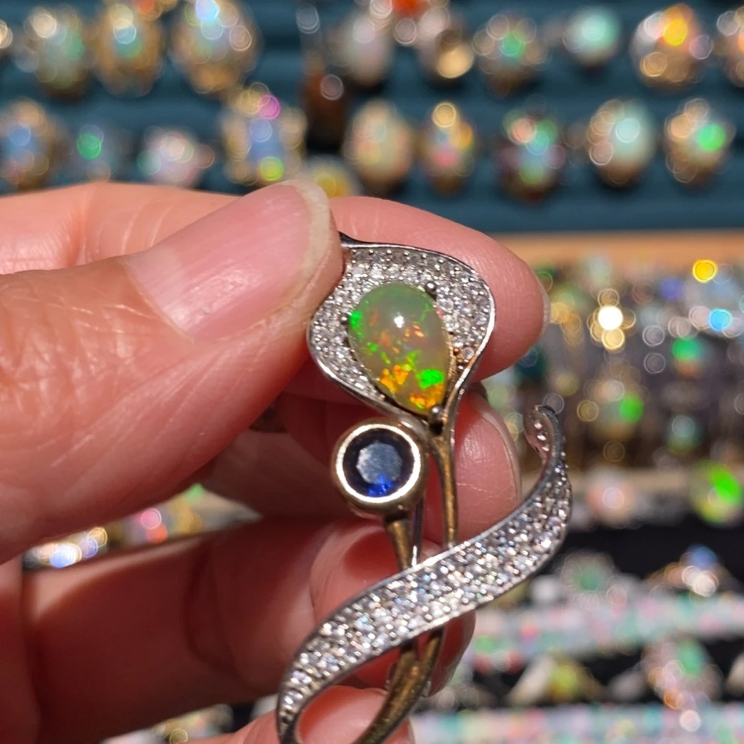 欧泊银S925镶嵌胸针吊坠两用款