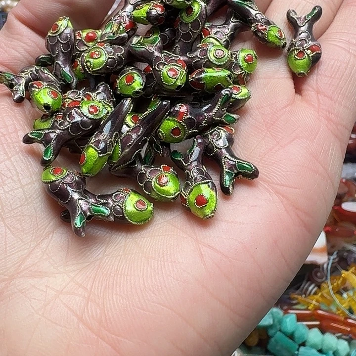 玛瑙/玉髓未镶嵌珠宝半成品4个景泰蓝