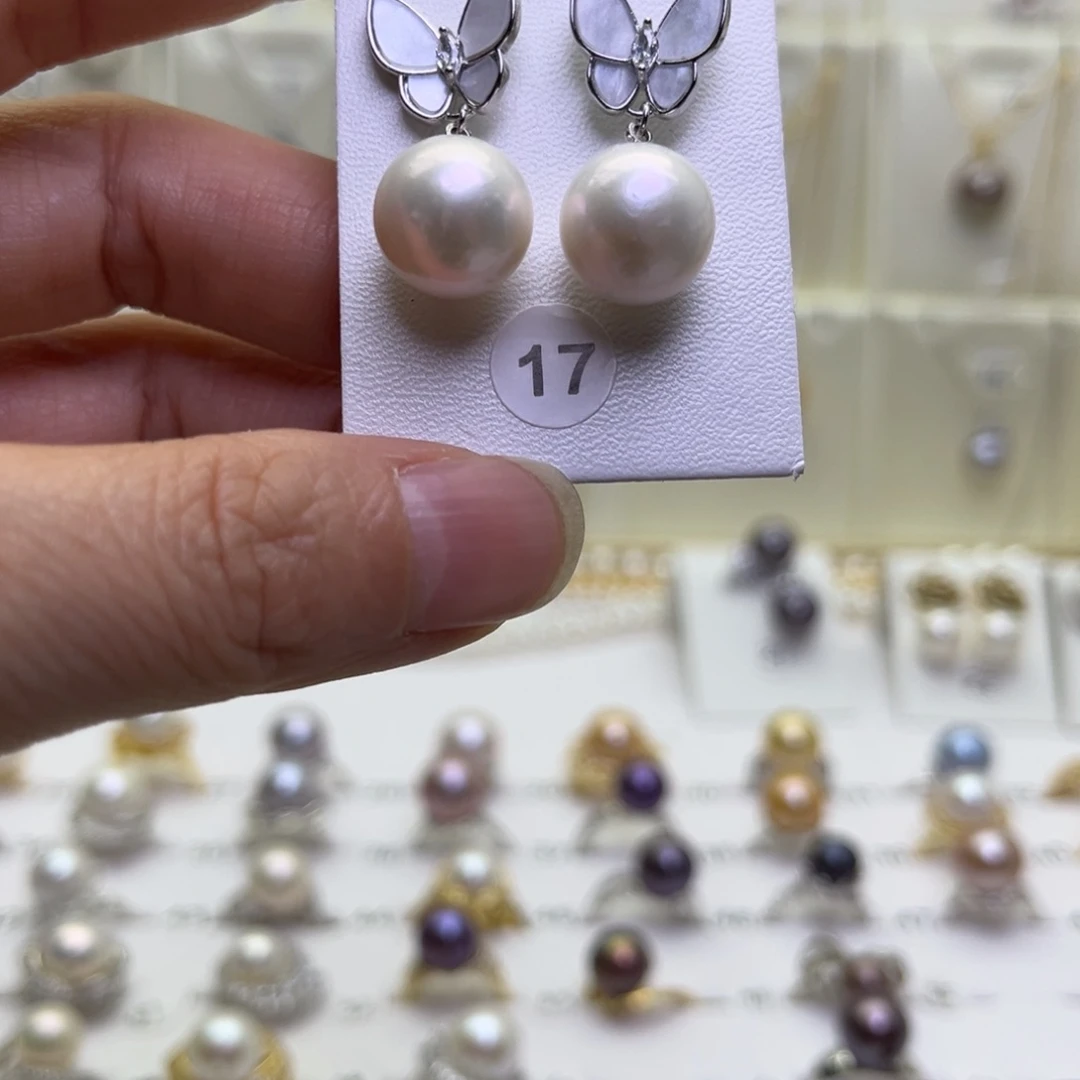 淡水珍珠耳饰银S925镶嵌
