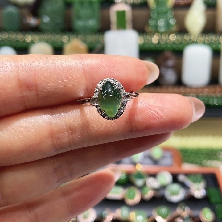 和田玉银S925镶嵌戒指