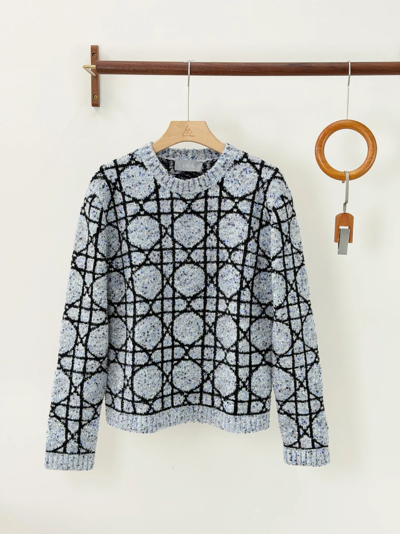 未使用 DIOR/迪奥 迪奥 24S菱形格纹针织毛衣 灰色黑色原价 16000