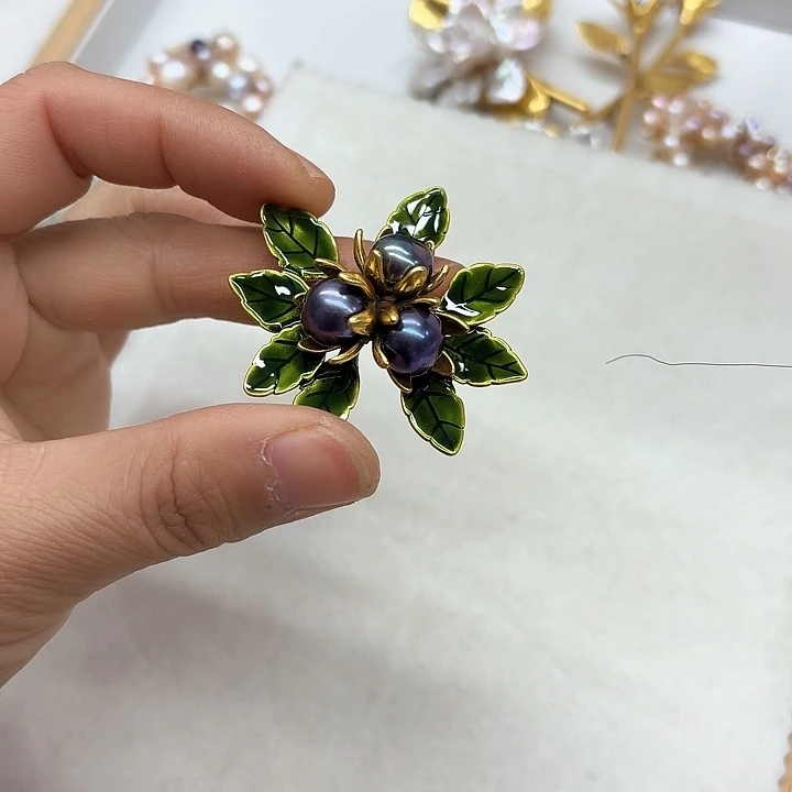 淡水珍珠发饰银S925镶嵌雪**鸟