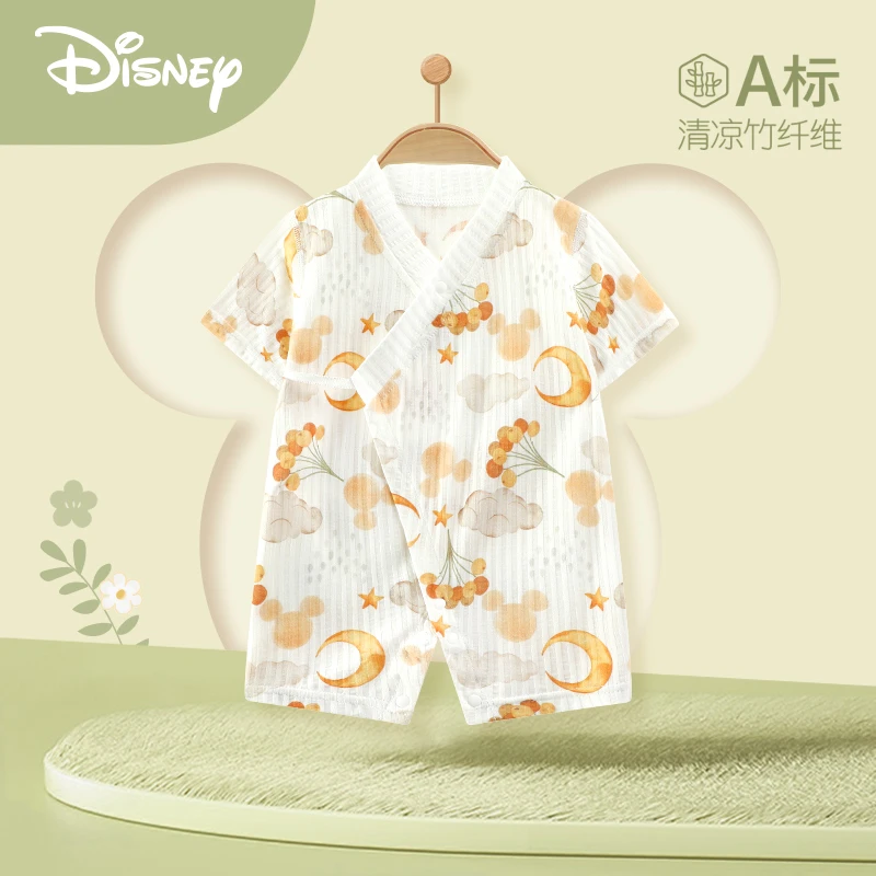 Disney/迪士尼婴儿连体衣竹纤维夏装新生儿衣服夏季短袖哈衣爬服