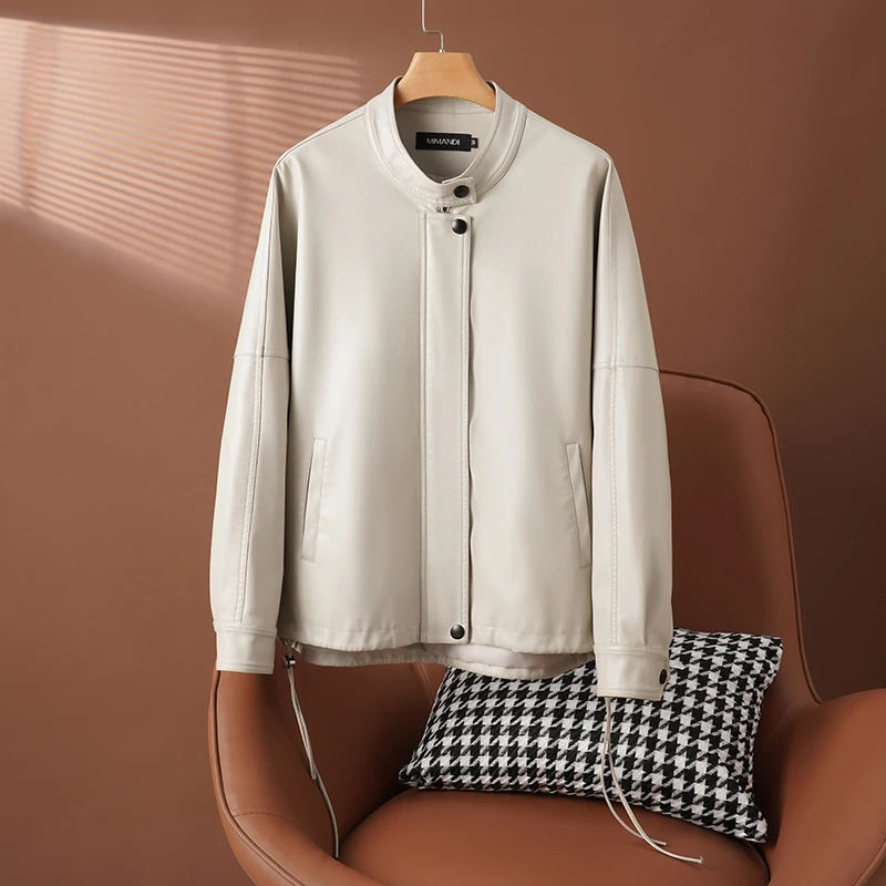 【星星】真皮皮衣女短款宽松时尚绵羊皮宽松圆领2025年皮夹克外套