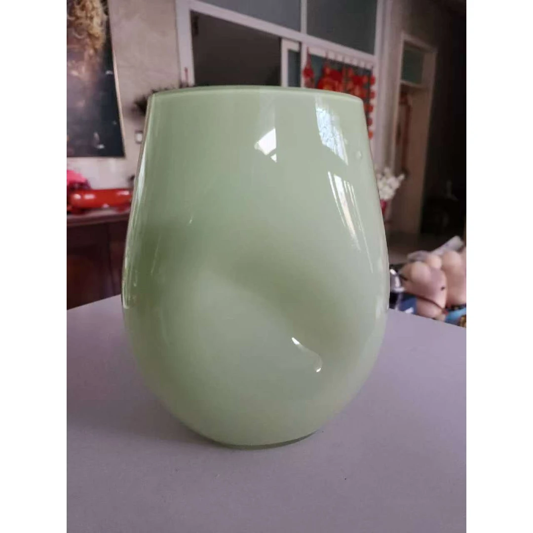 YY633绿色坑点琉璃花瓶小