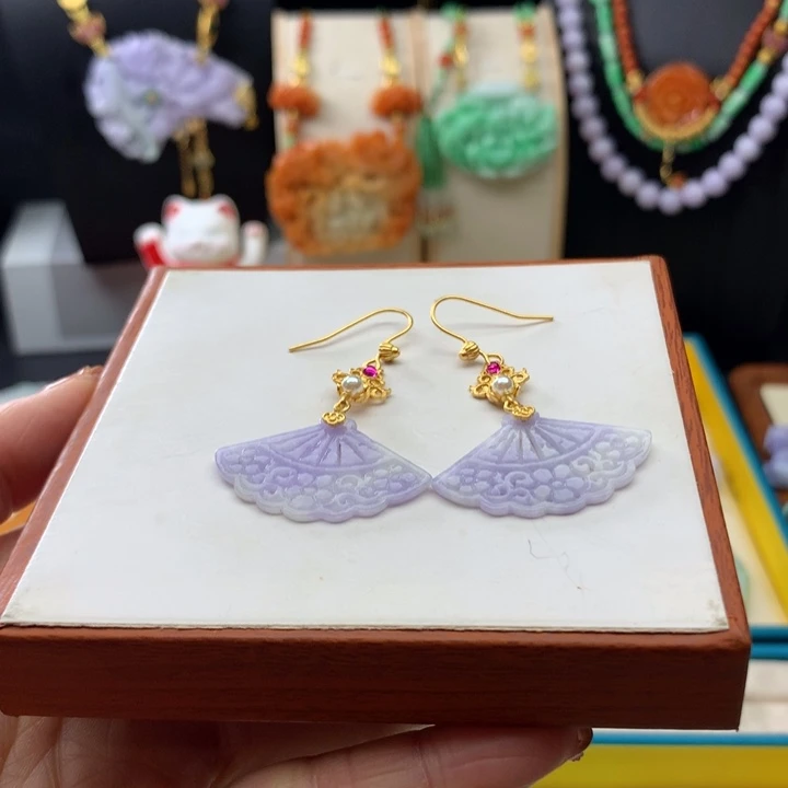 翡翠耳饰未镶嵌紫翡耳饰