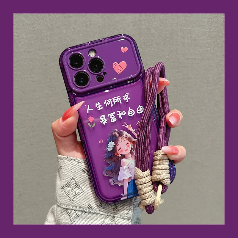 适用于苹果16/oppo华为vivo人生何所求手机壳翻盖镜子网红流行爆