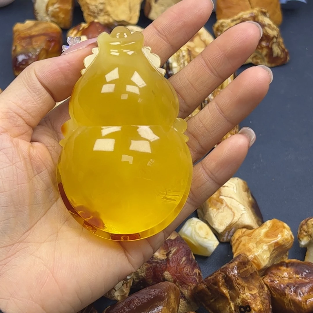 定制琥珀未镶嵌蜜蜡葫芦60克
