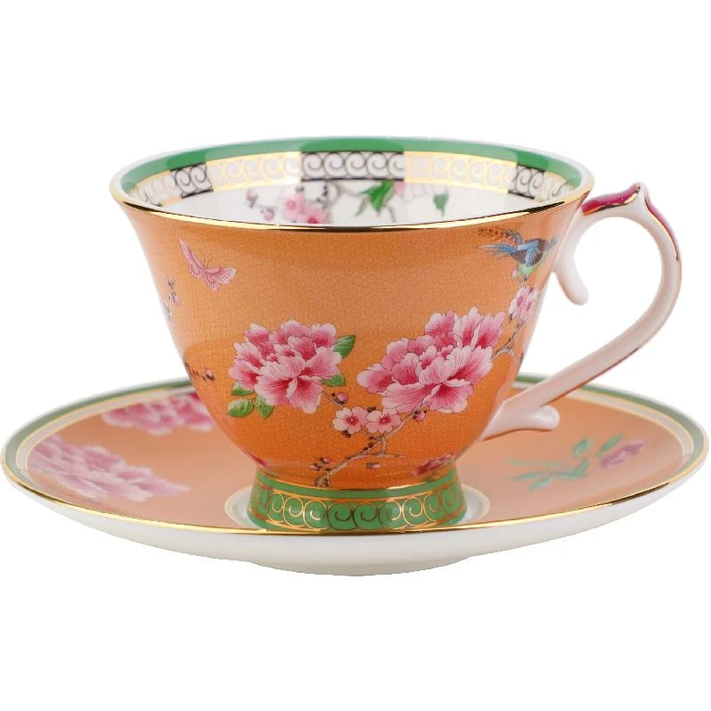 【奇居巍】瑰宝牡丹系列茶杯碟下午茶咖啡杯 橙色#B11340PN3