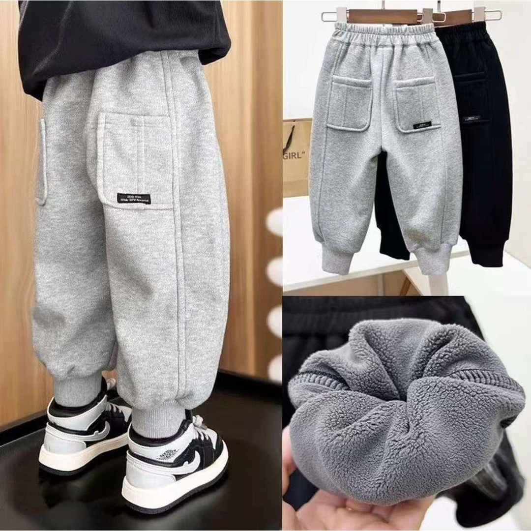 男童加绒加厚裤子童装一体绒秋冬款帅气儿童长裤宝宝休闲运动卫裤