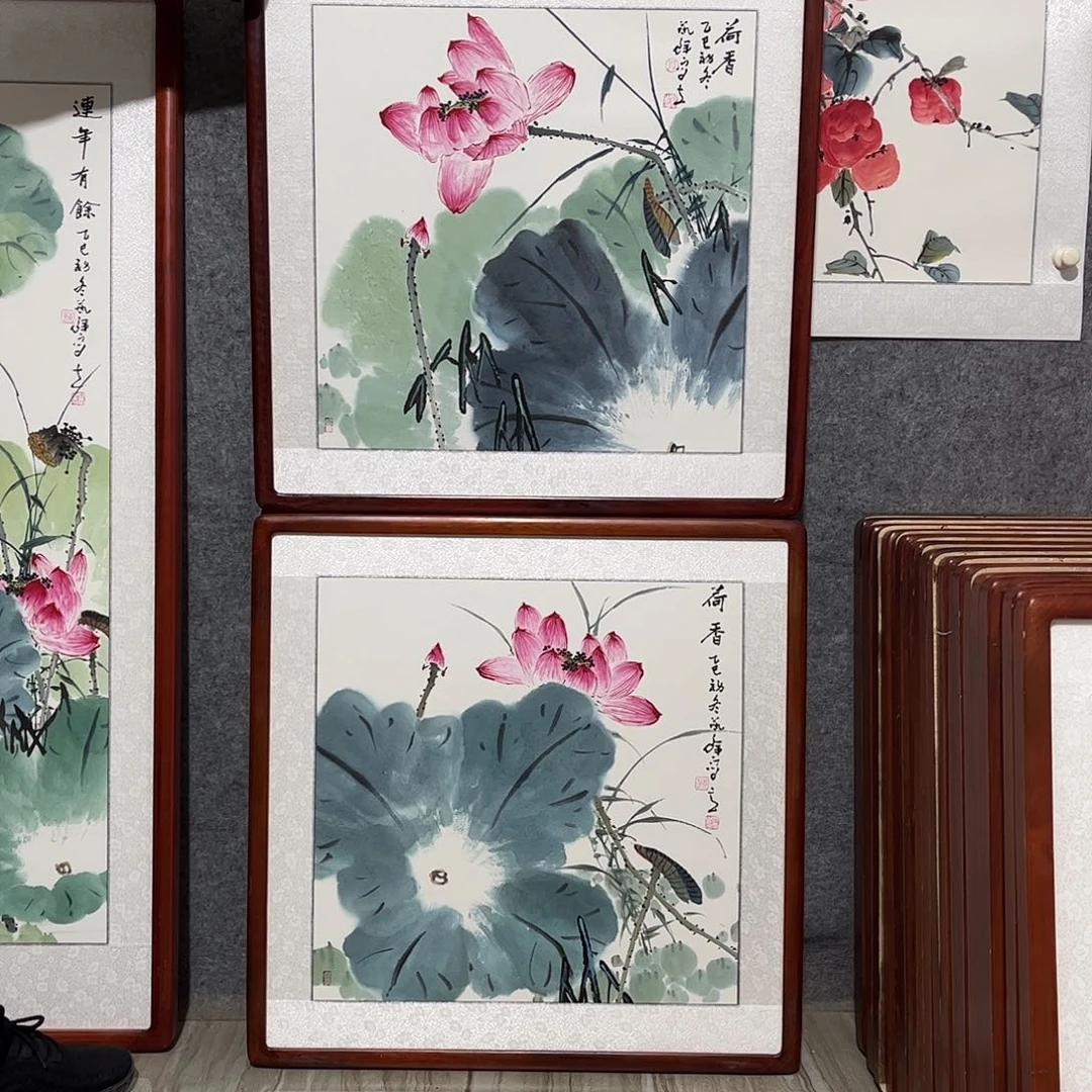 国画书画作品带框63×63