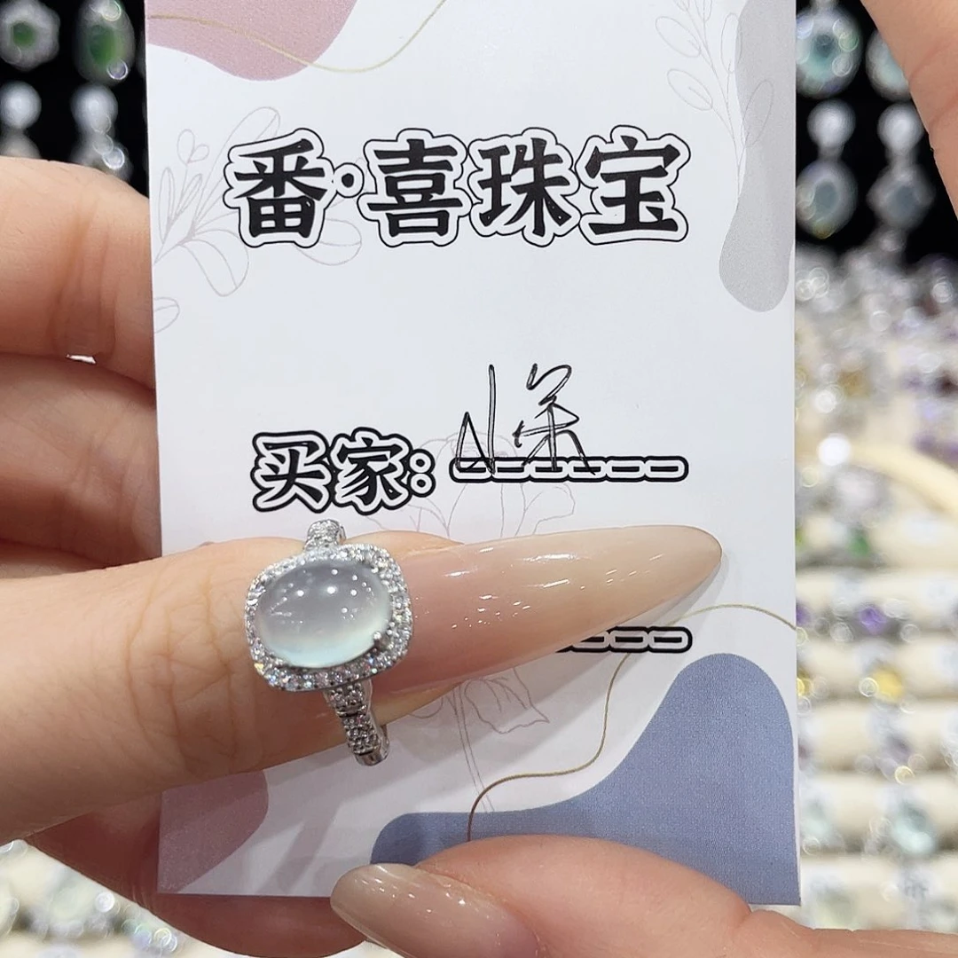 蛇纹石玉银S925镶嵌戒指小****戒指
