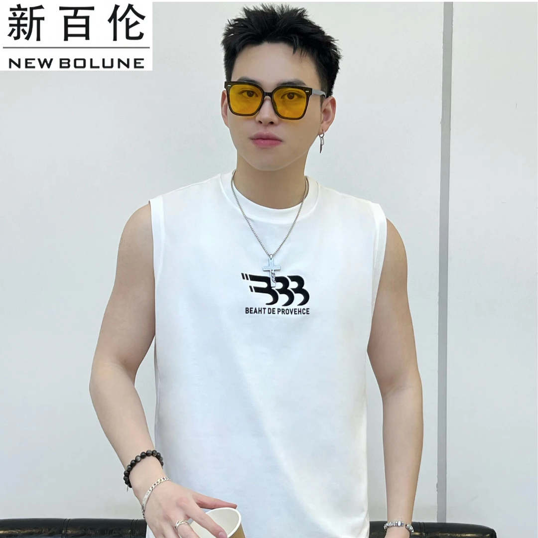 NEW BOLUNE/新百伦美式简约印花无袖背心男夏季潮牌百搭休闲上衣