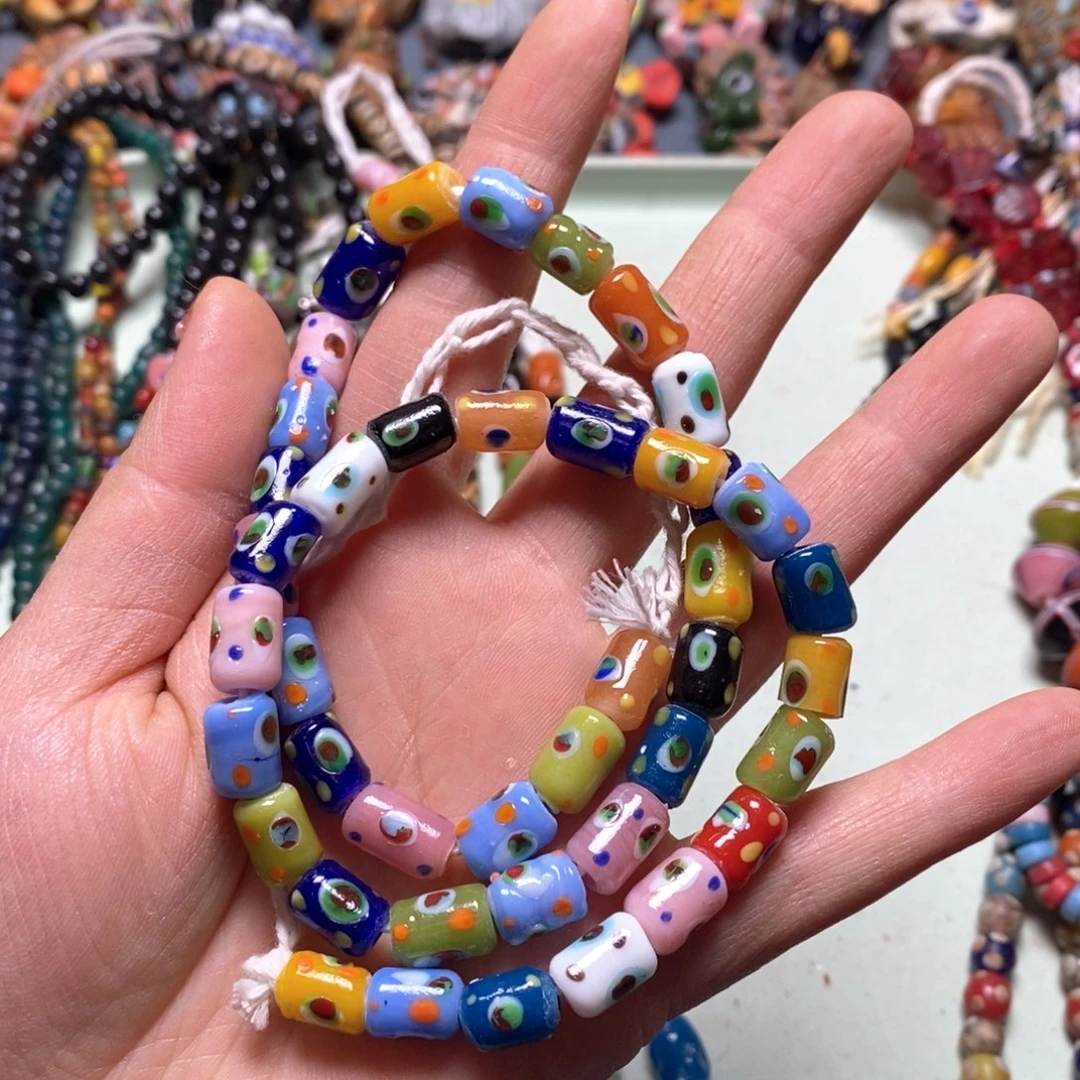 琉璃颈饰印度尼西亚彩色桶珠链子