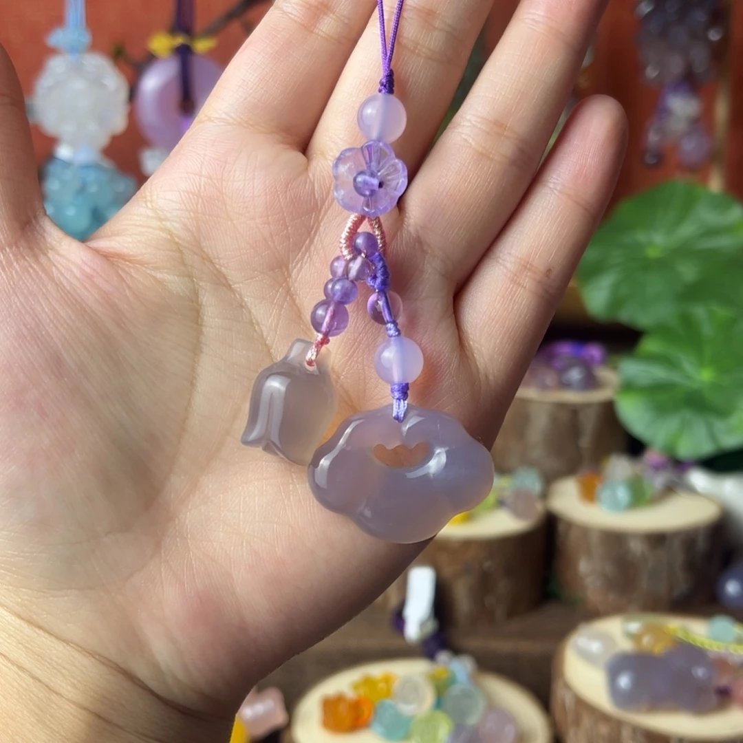 紫色如意锁锁手机挂件