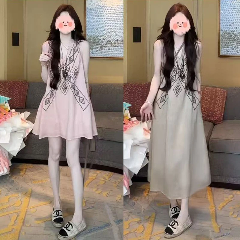 2025夏季新款松弛感慵懒风后妈裙千金清冷感贵系百搭舒适连衣裙女