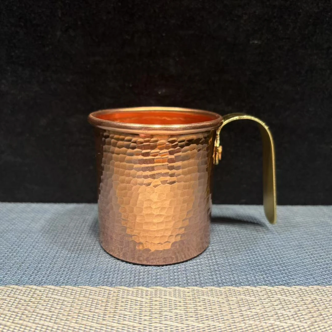 杯子 原色小号咖啡杯 鸡尾酒杯 180毫升纯手工端把 紫铜 锤纹铜杯