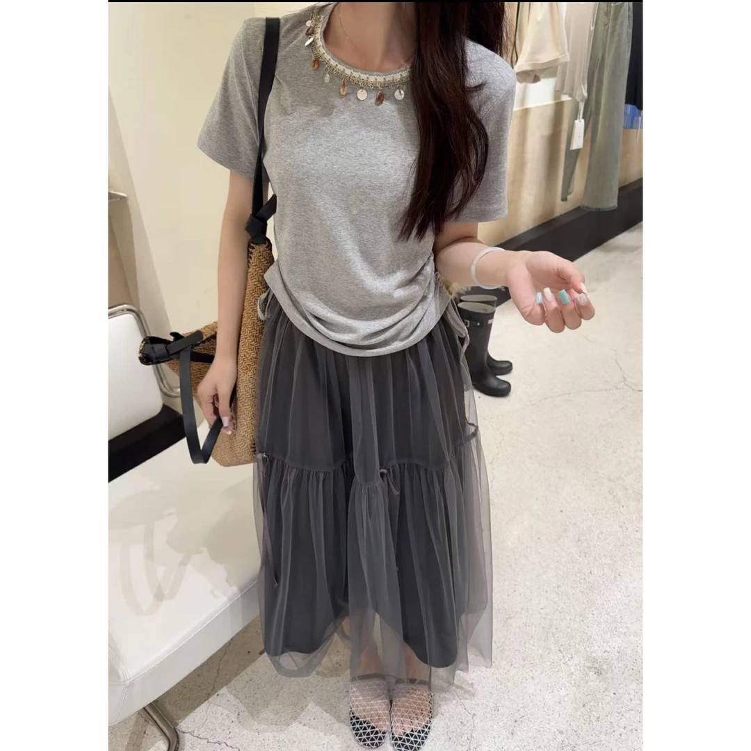 【蜜爷家】欧版贝壳串珠T恤5046#