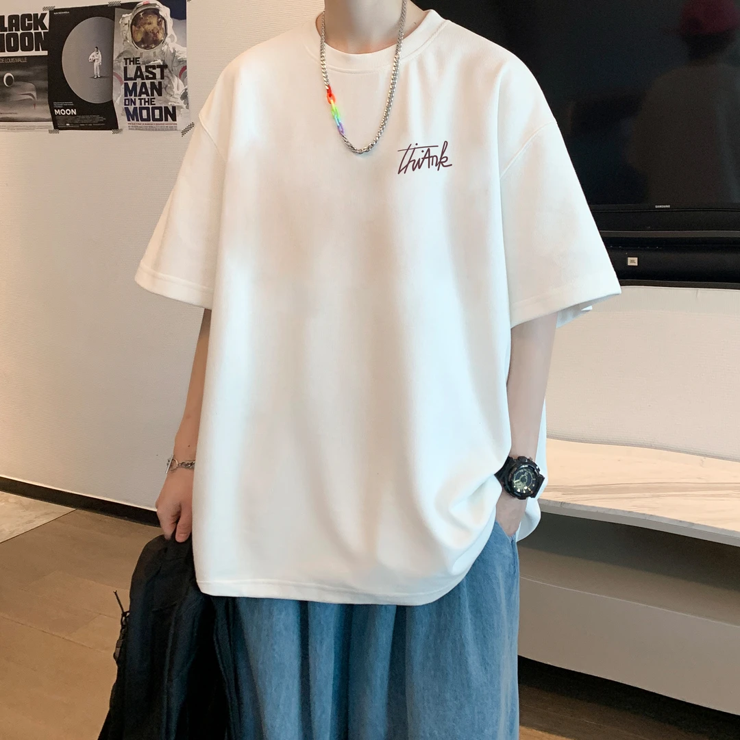 痞帅高街夏季男2025新款美式潮牌T恤纯棉宽松小众印花百搭重磅款