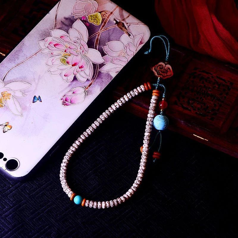 迷你星月菩提原创手机链短款挂链挂饰挂件绳手腕防丢绳钥匙扣挂件