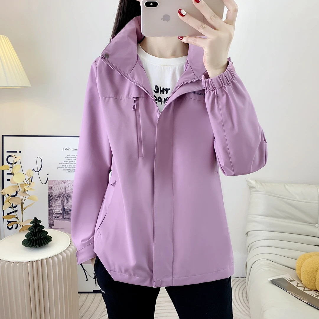 春秋户外薄款冲锋衣女正品防风防水运动休闲软壳透气登山服外套