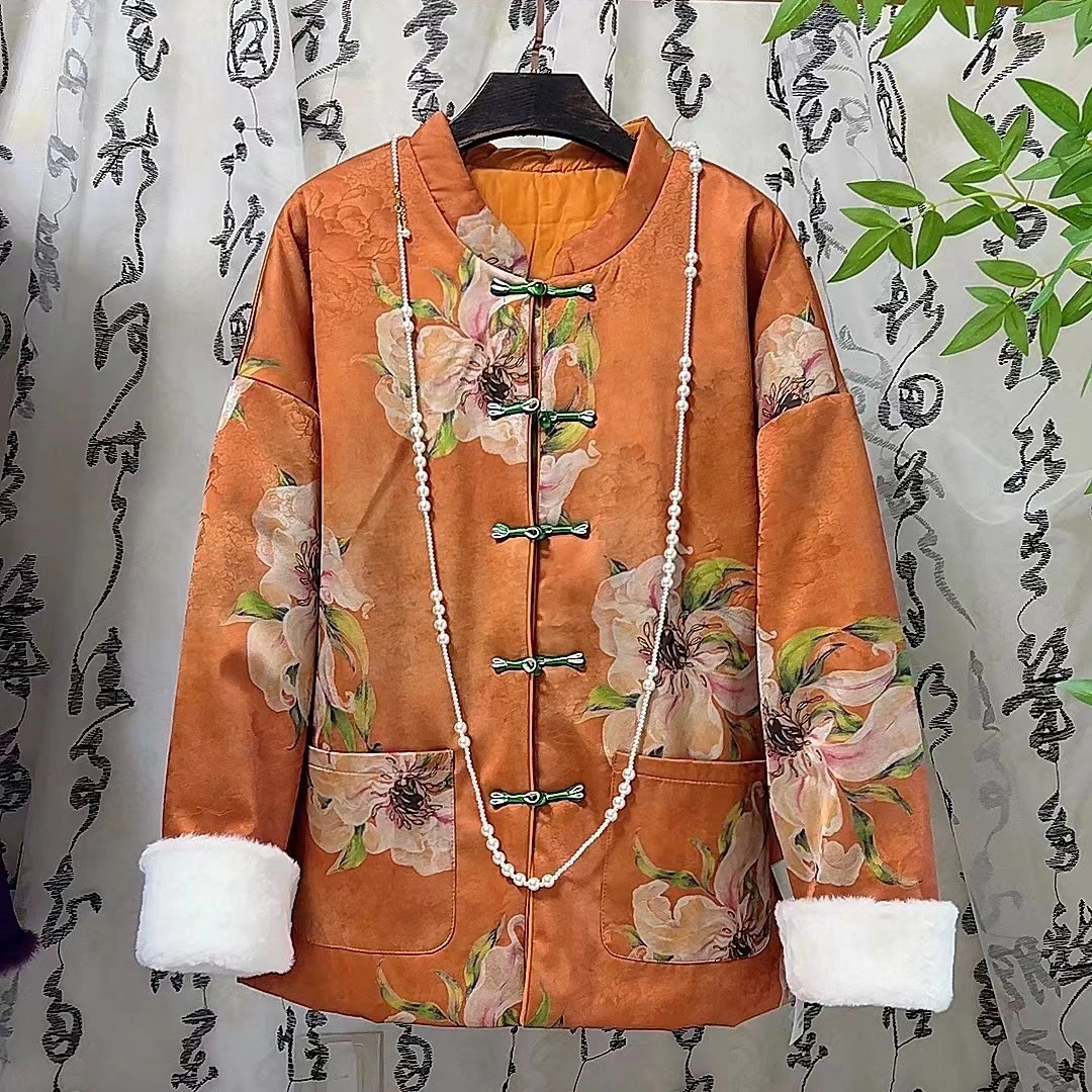 大聪（薄棉）春季新款国风新中式盘扣外套200斤胖妹妹外衣8309