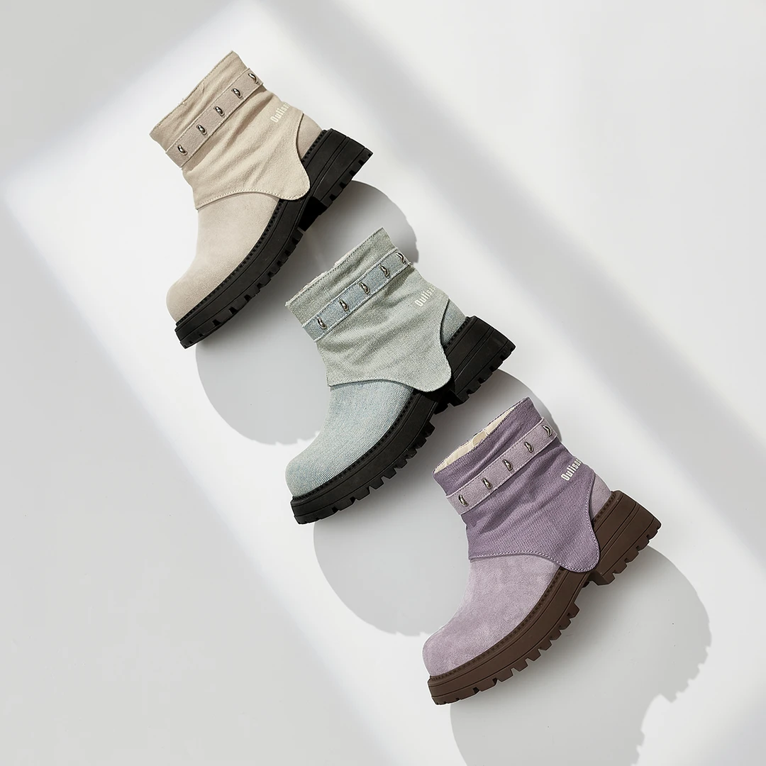 OL433马丁靴2025秋冬新款牛皮加厚短筒靴厚底防滑耐磨舒适好穿