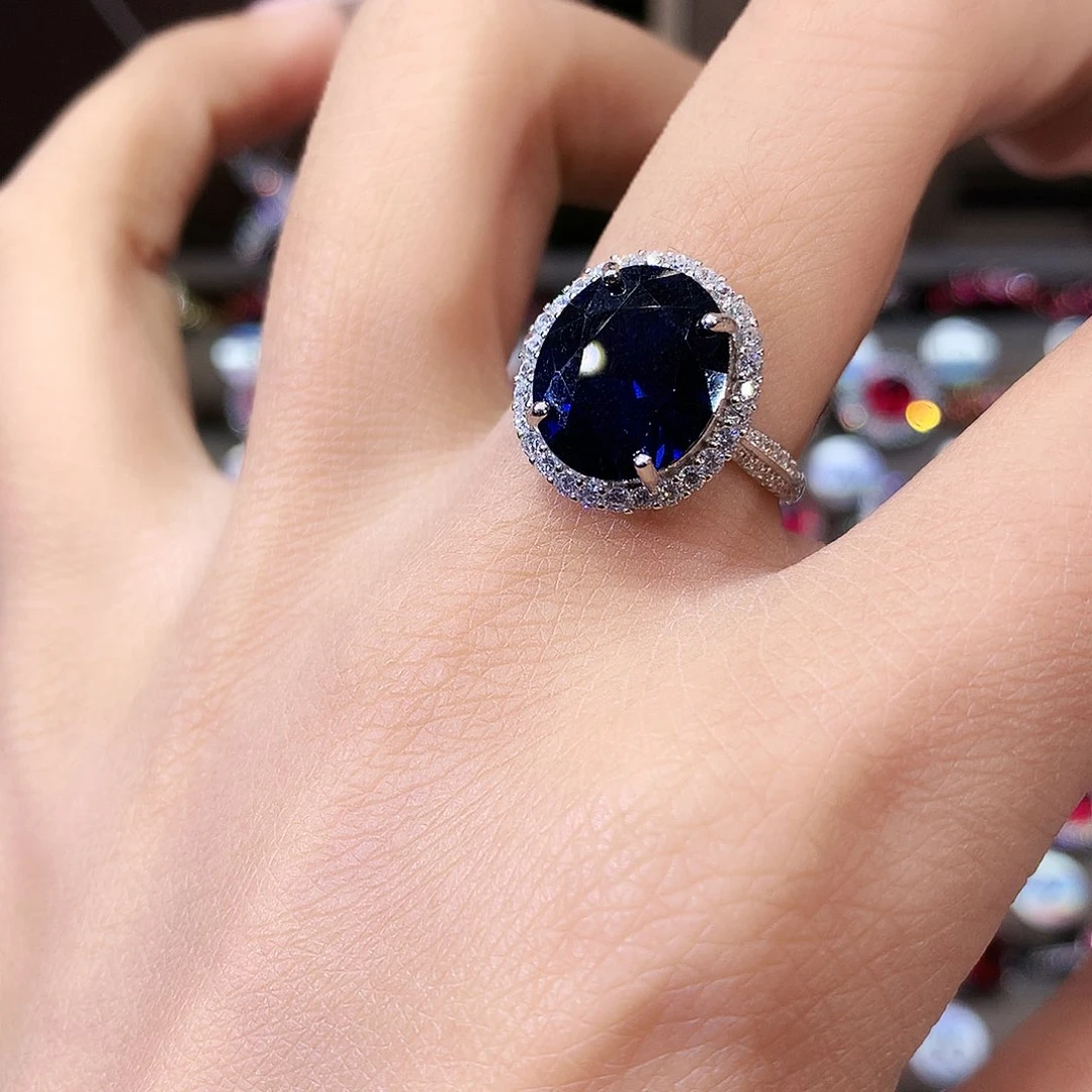 无925银皇家蓝色戒指