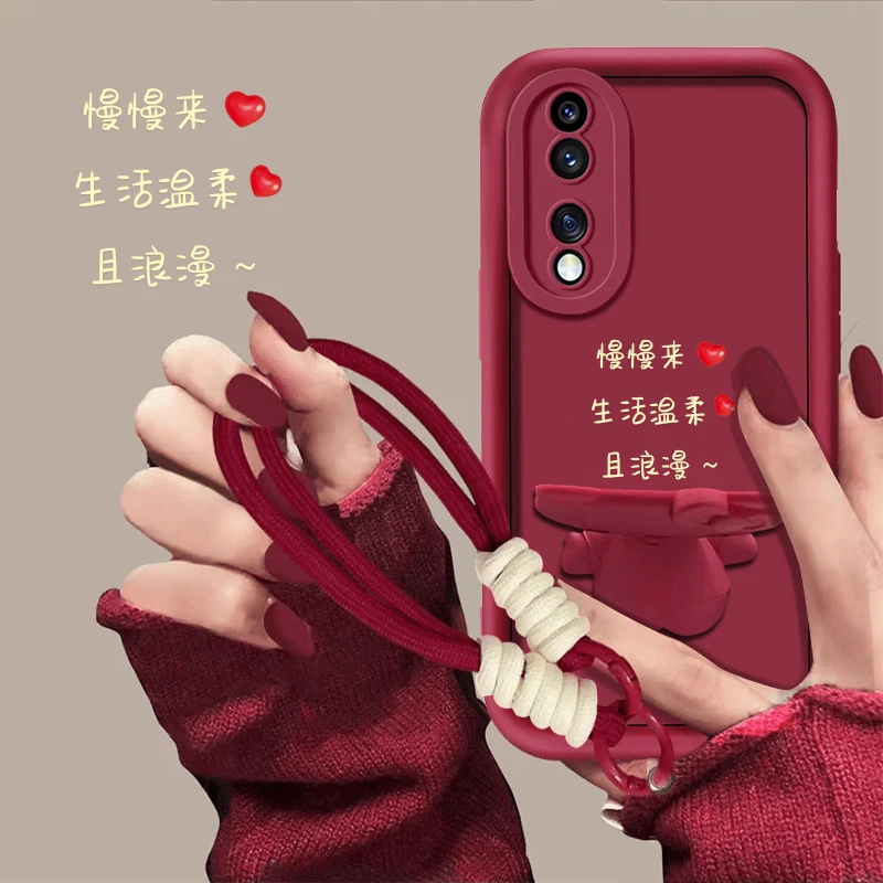 适用【荣耀80pro】生活温柔且浪漫新年猫咪支架手机壳防摔女款